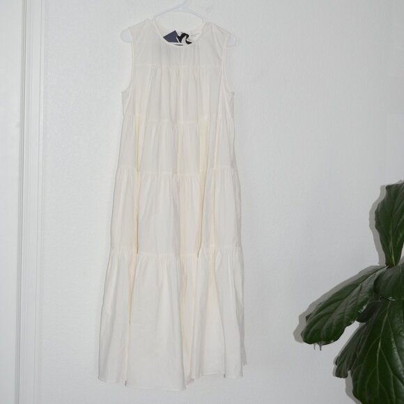 POMANDER PLACE Tuckernuck White Sleeveless Carmen Maxi Dress w Pockets L NWT - Picture 2 of 16